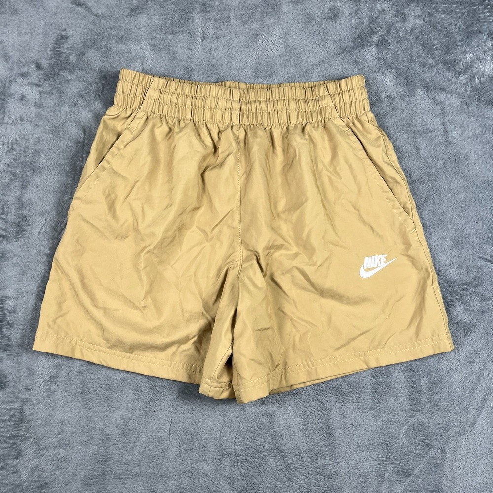 Nike Woven Flow Shorts Mens Large Brown Swoosh Logo Mesh Lined Elastic Waist